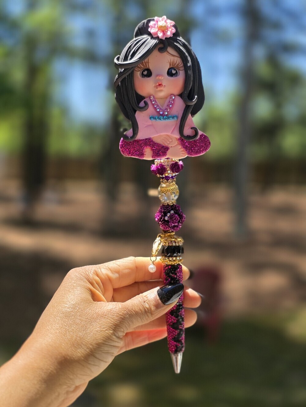 Mulan Themed Beaded Rhinestone Bling Pen